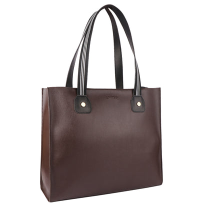 Brown Vegan Leather Tote Bag for Women – Stylish Office, Everyday Shoulder Handbag