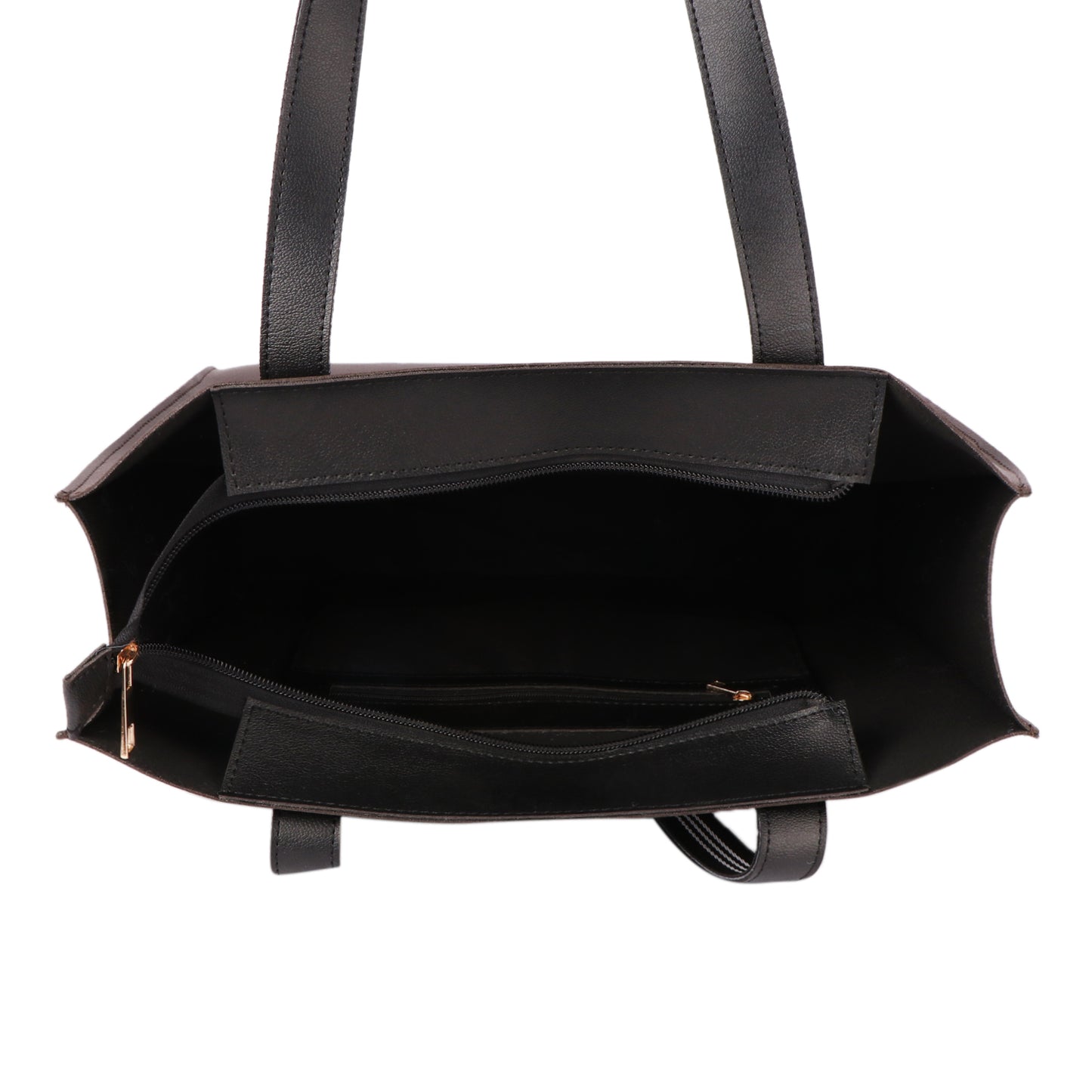 Black & Brown Vegan Leather Tote Bag for Women | Large Office Handbag