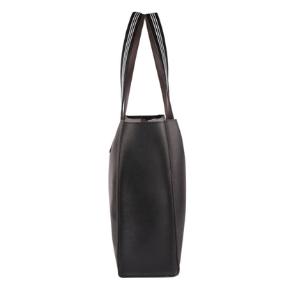 Black & Brown Vegan Leather Tote Bag for Women | Large Office Handbag