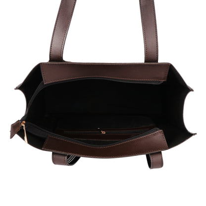 Brown Crocodile-Texture Vegan Leather Tote Bag for Women