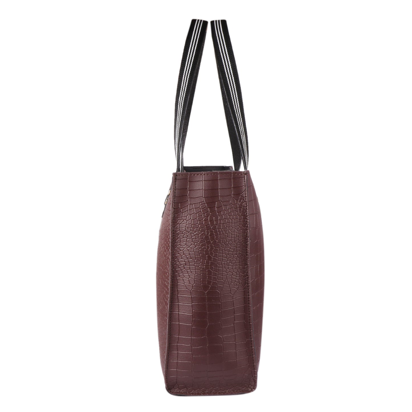Brown Crocodile-Texture Vegan Leather Tote Bag for Women