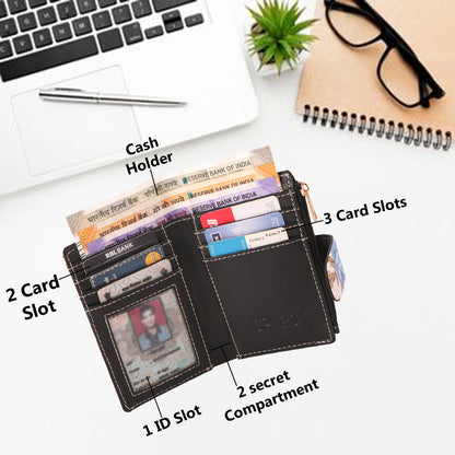 Blue Floral Print Women’s Vegan Leather Wallet | Compact Bifold Card Holder