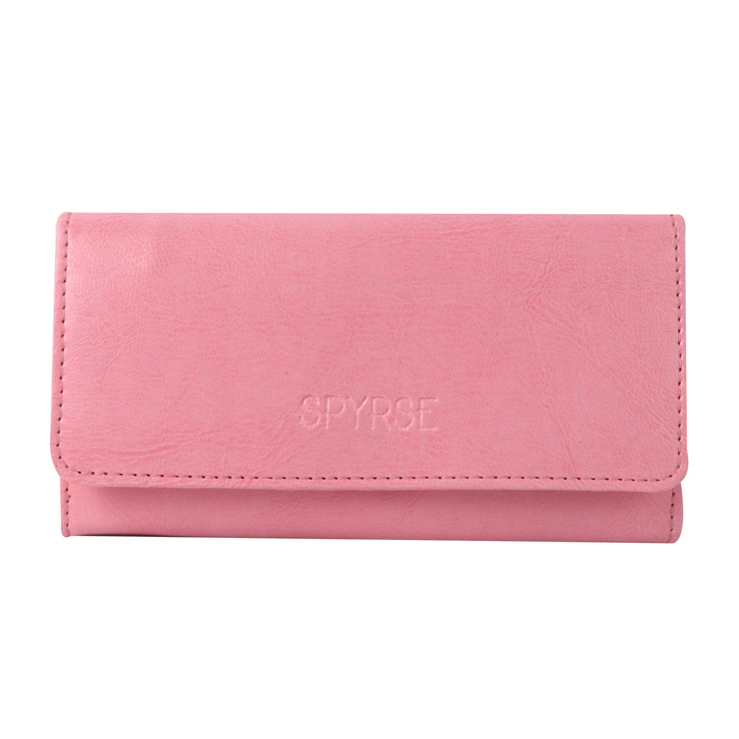 Pink Vegan Leather Women’s Long Wallet – Elegant Flap Clutch