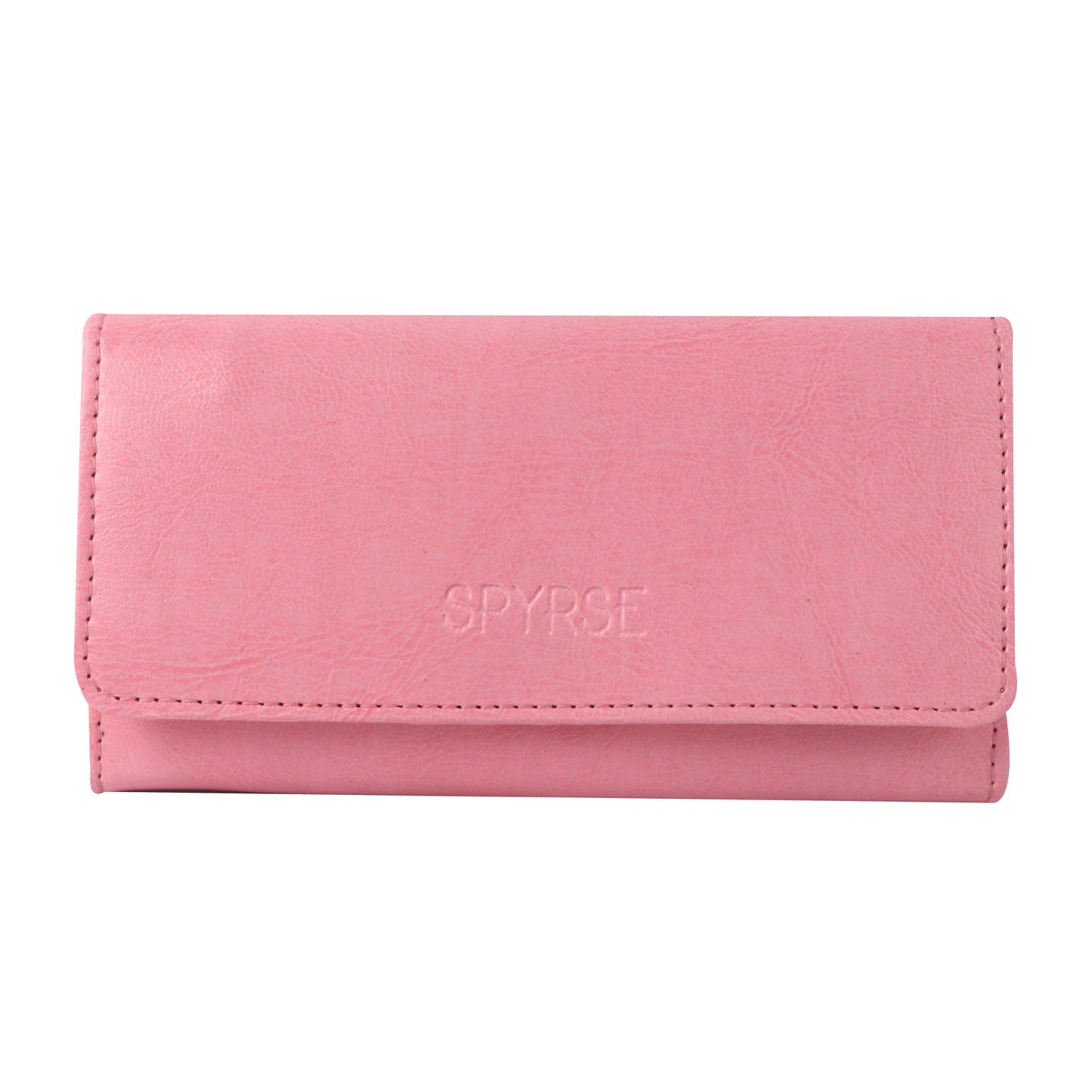 Pink Vegan Leather Women’s Long Wallet – Elegant Flap Clutch