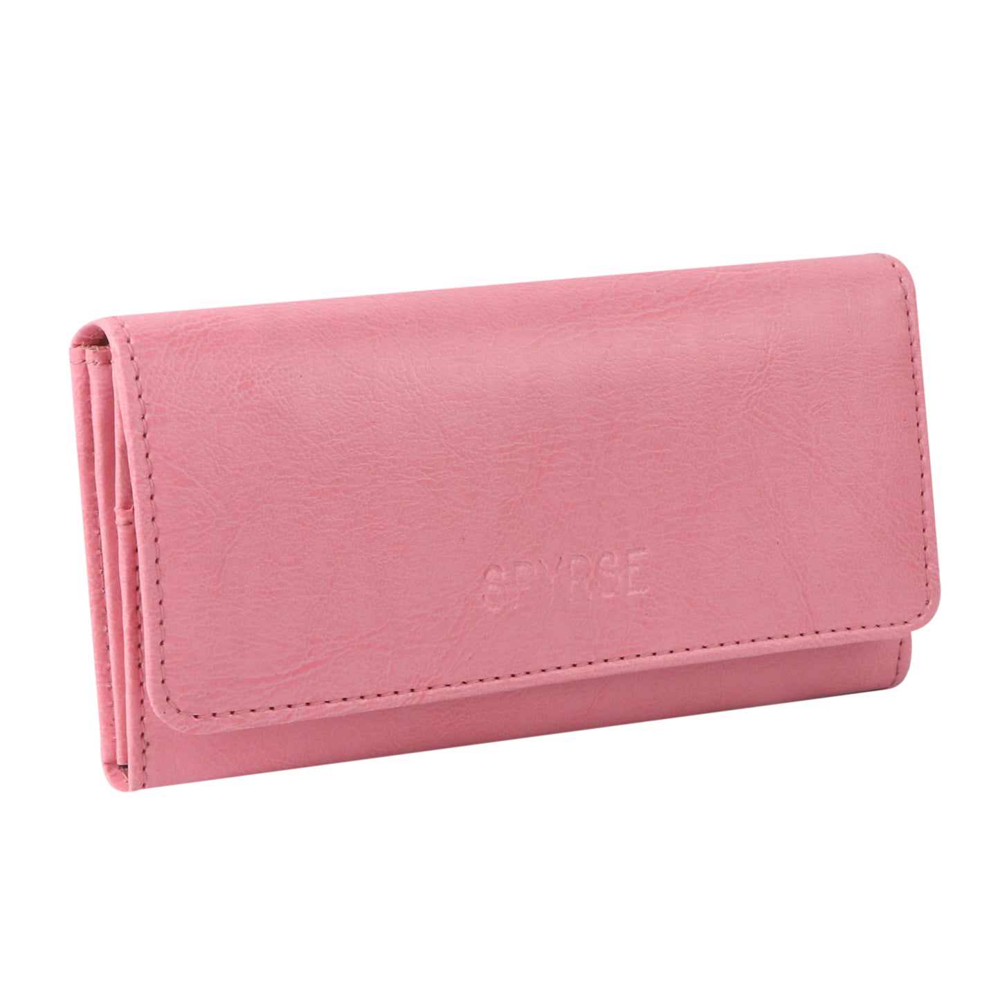 Pink Vegan Leather Women’s Long Wallet – Elegant Flap Clutch