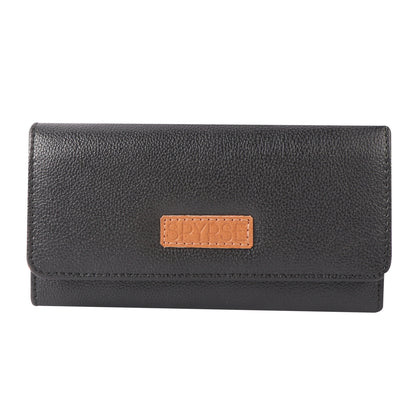 Black Textured Vegan Leather Women’s Wallet