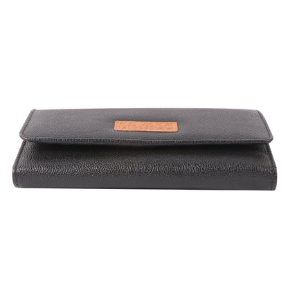 Black Textured Vegan Leather Women’s Wallet