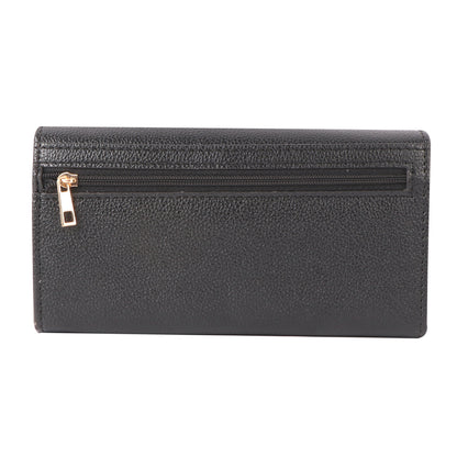 Black Textured Vegan Leather Women’s Wallet