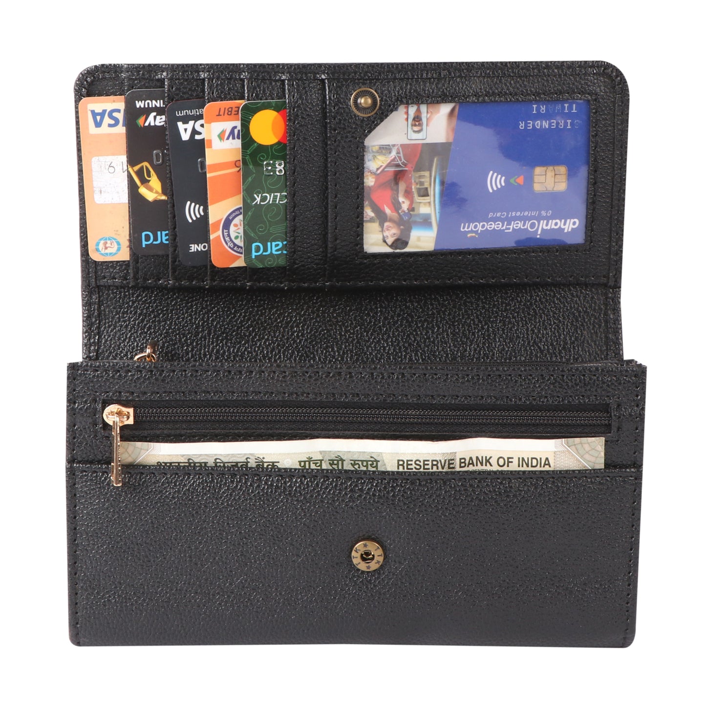 Black Textured Vegan Leather Women’s Wallet