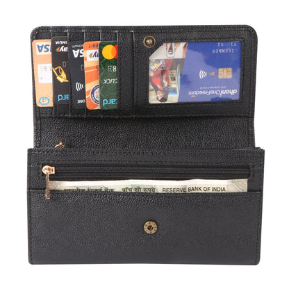 Black Textured Vegan Leather Women’s Wallet