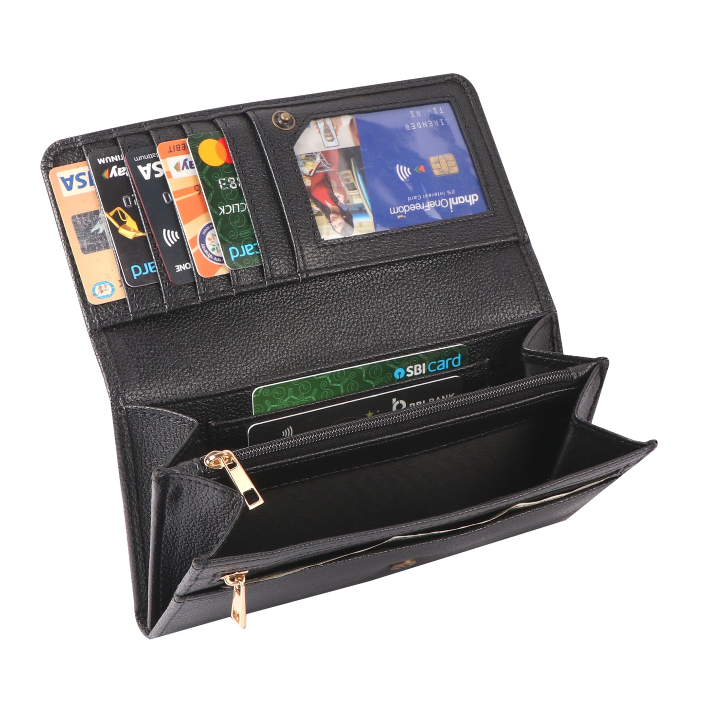 Black Textured Vegan Leather Women’s Wallet