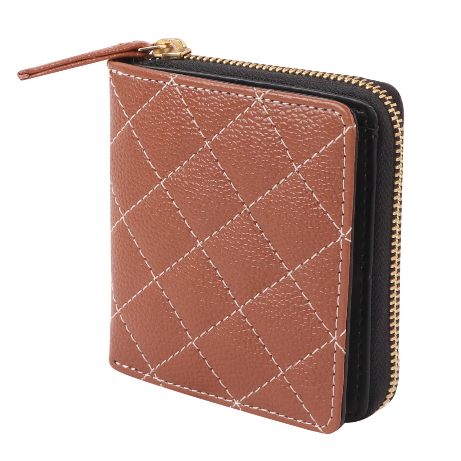 Women’s Brown Quilted Vegan Leather Wallet