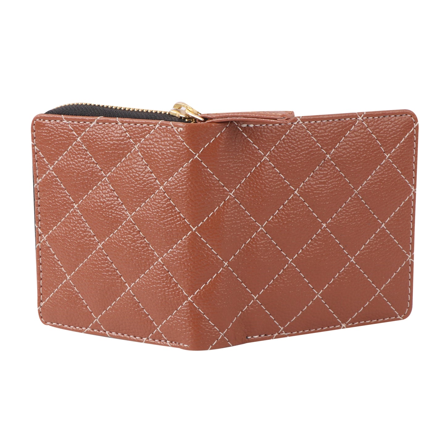Women’s Brown Quilted Vegan Leather Wallet