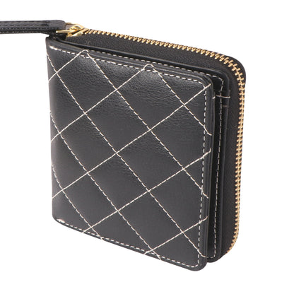 Black Quilted Vegan Leather Women’s Wallet