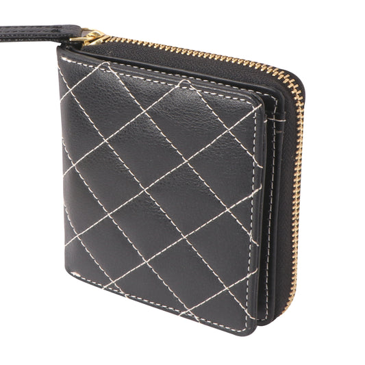 Black Quilted Vegan Leather Women’s Wallet