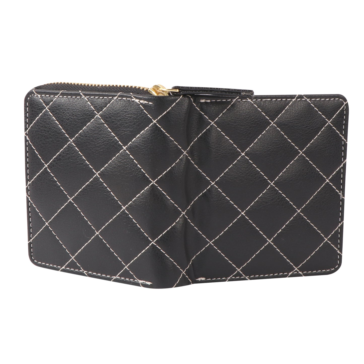Black Quilted Vegan Leather Women’s Wallet