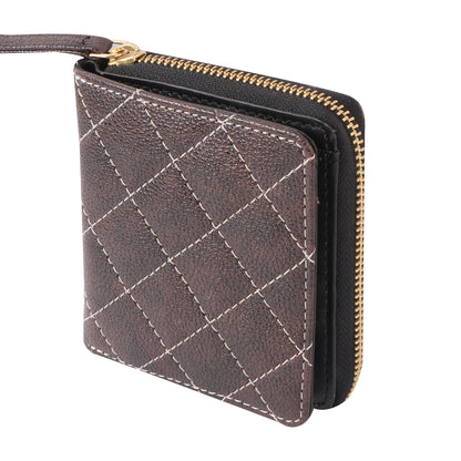Brown Quilted Vegan Leather Women’s Wallet