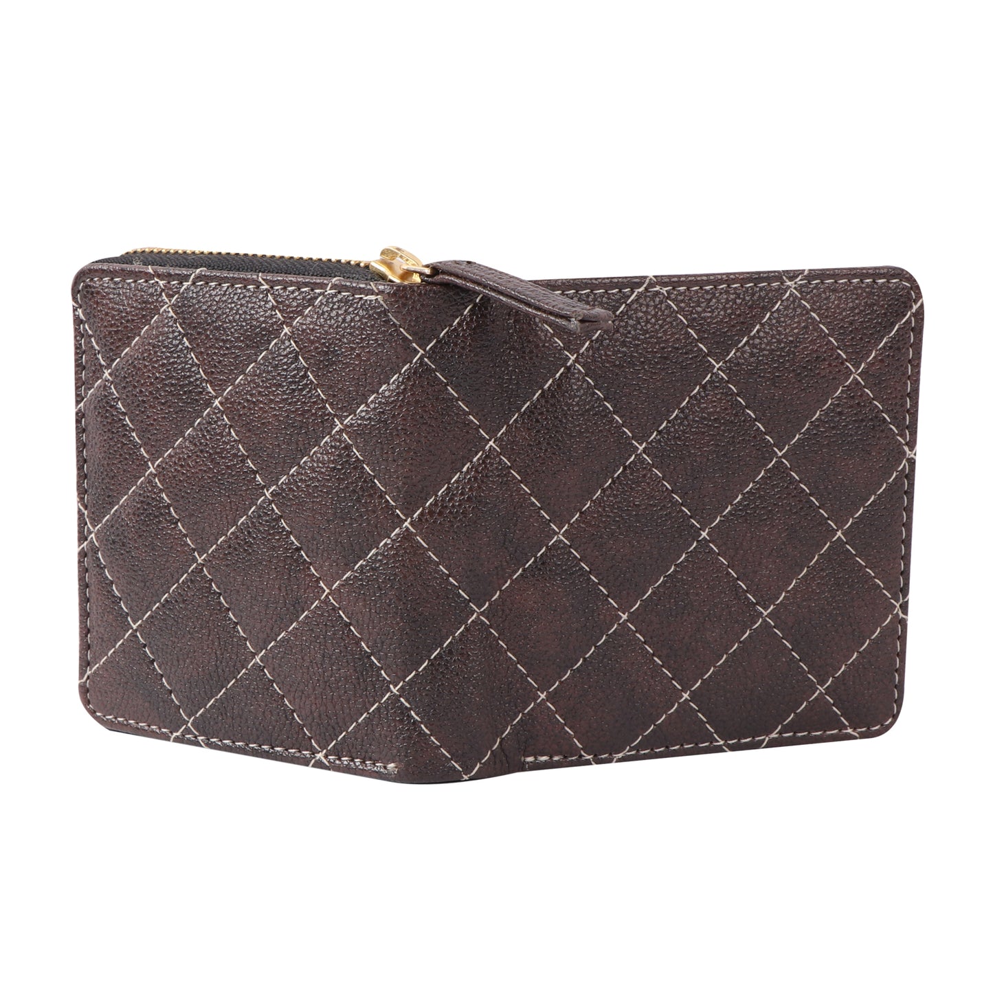 Brown Quilted Vegan Leather Women’s Wallet