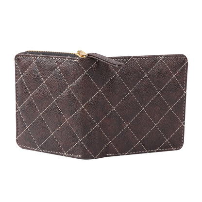 Brown Quilted Vegan Leather Women’s Wallet