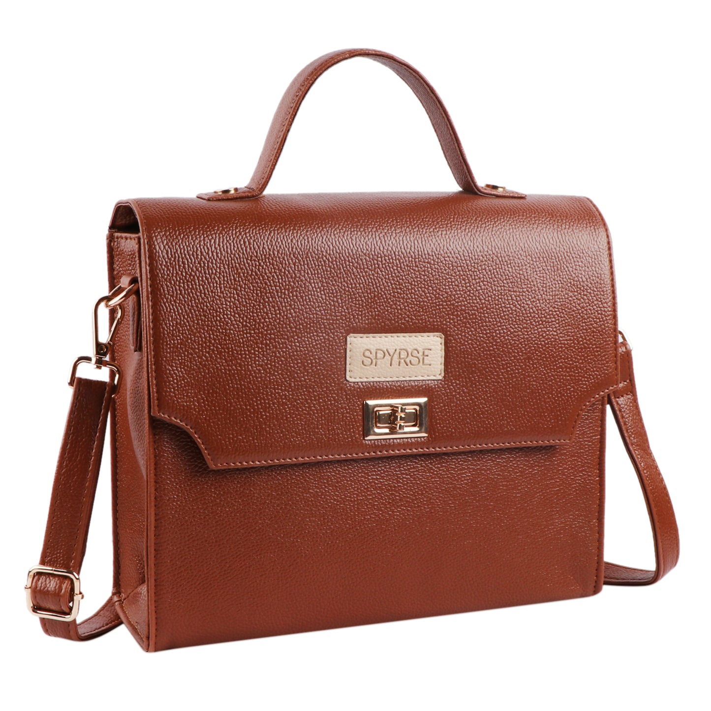 Women’s Brown Vegan Leather Top Handle Sling Bag