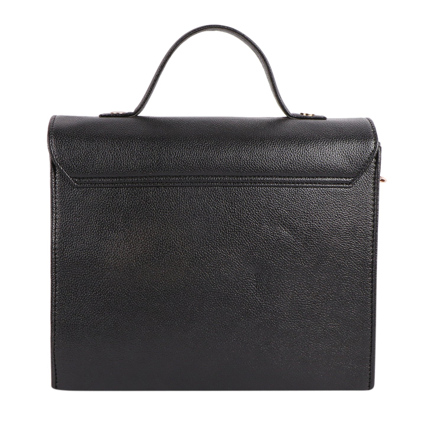 Women’s Black Vegan Leather Handbag with Gold Lock & Adjustable Strap