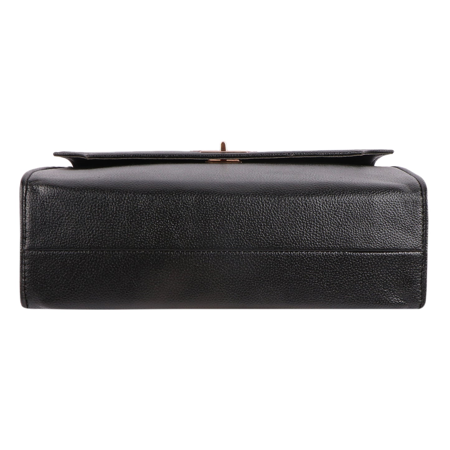 Women’s Black Vegan Leather Handbag with Gold Lock & Adjustable Strap