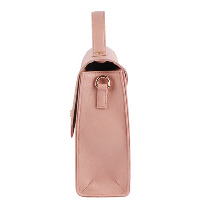Pink Vegan Leather Sling Bag for Women | Elegant Top Handle Shoulder Bag