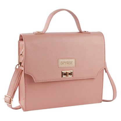 Pink Vegan Leather Sling Bag for Women | Elegant Top Handle Shoulder Bag