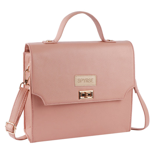 Pink Vegan Leather Sling Bag for Women | Elegant Top Handle Shoulder Bag