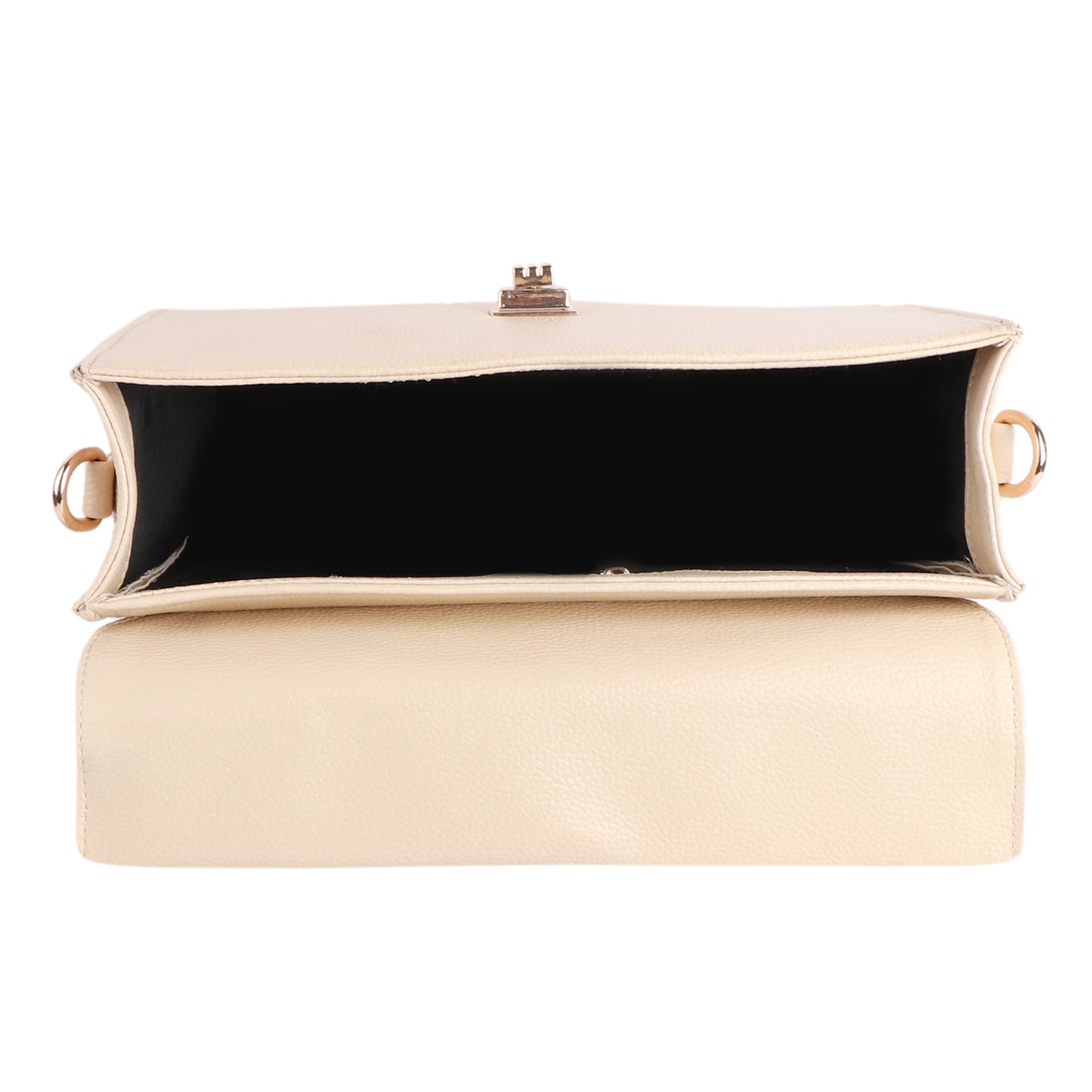 Women’s Beige Vegan Leather Sling Bag with Top Handle