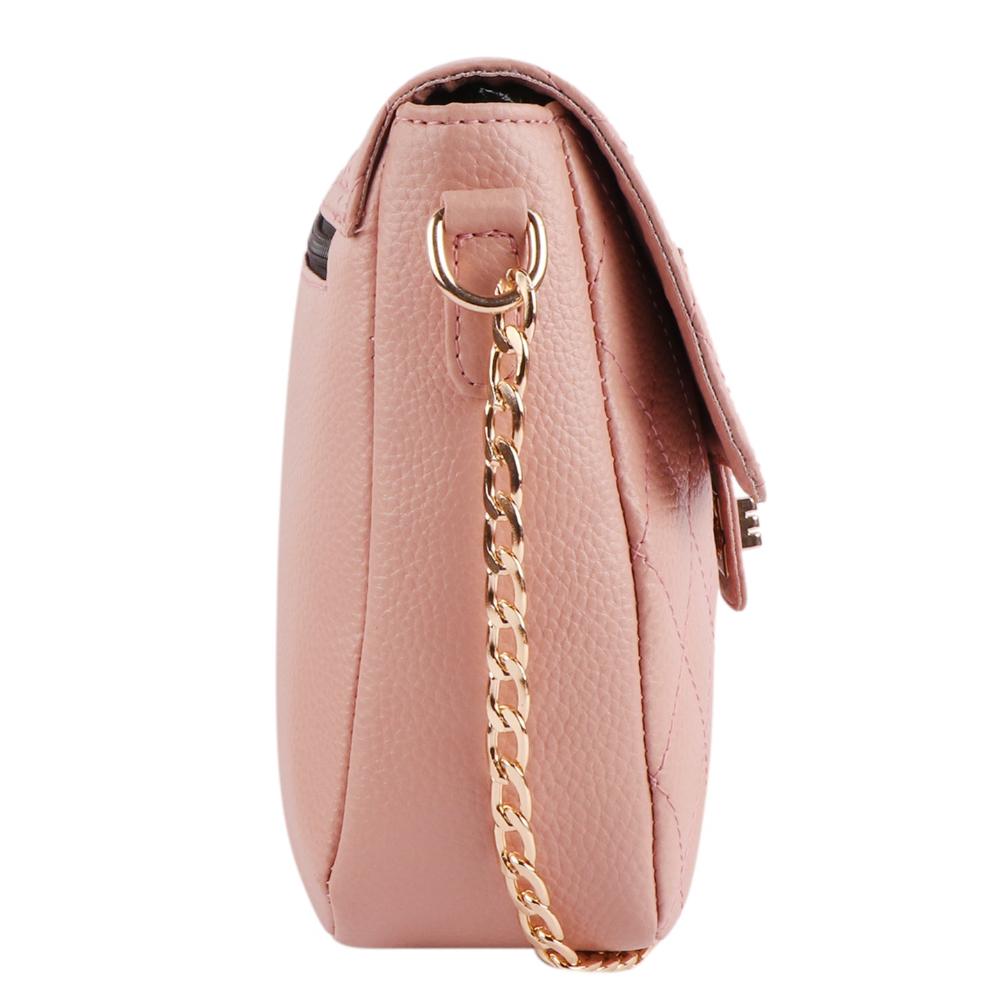 Pink Quilted Vegan Leather Chain Sling Bag for Women