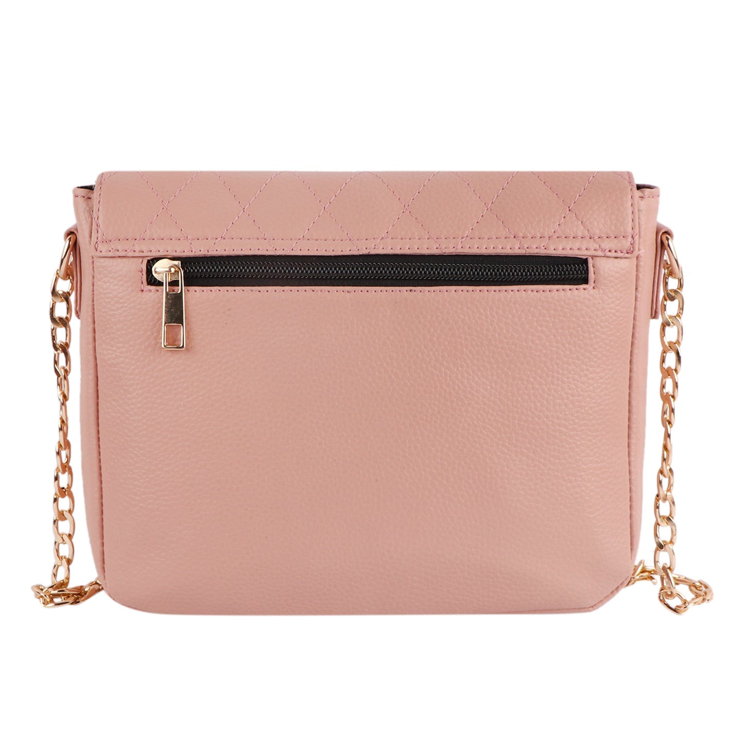Pink Quilted Vegan Leather Chain Sling Bag for Women