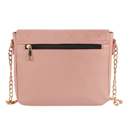 Pink Quilted Vegan Leather Chain Sling Bag for Women