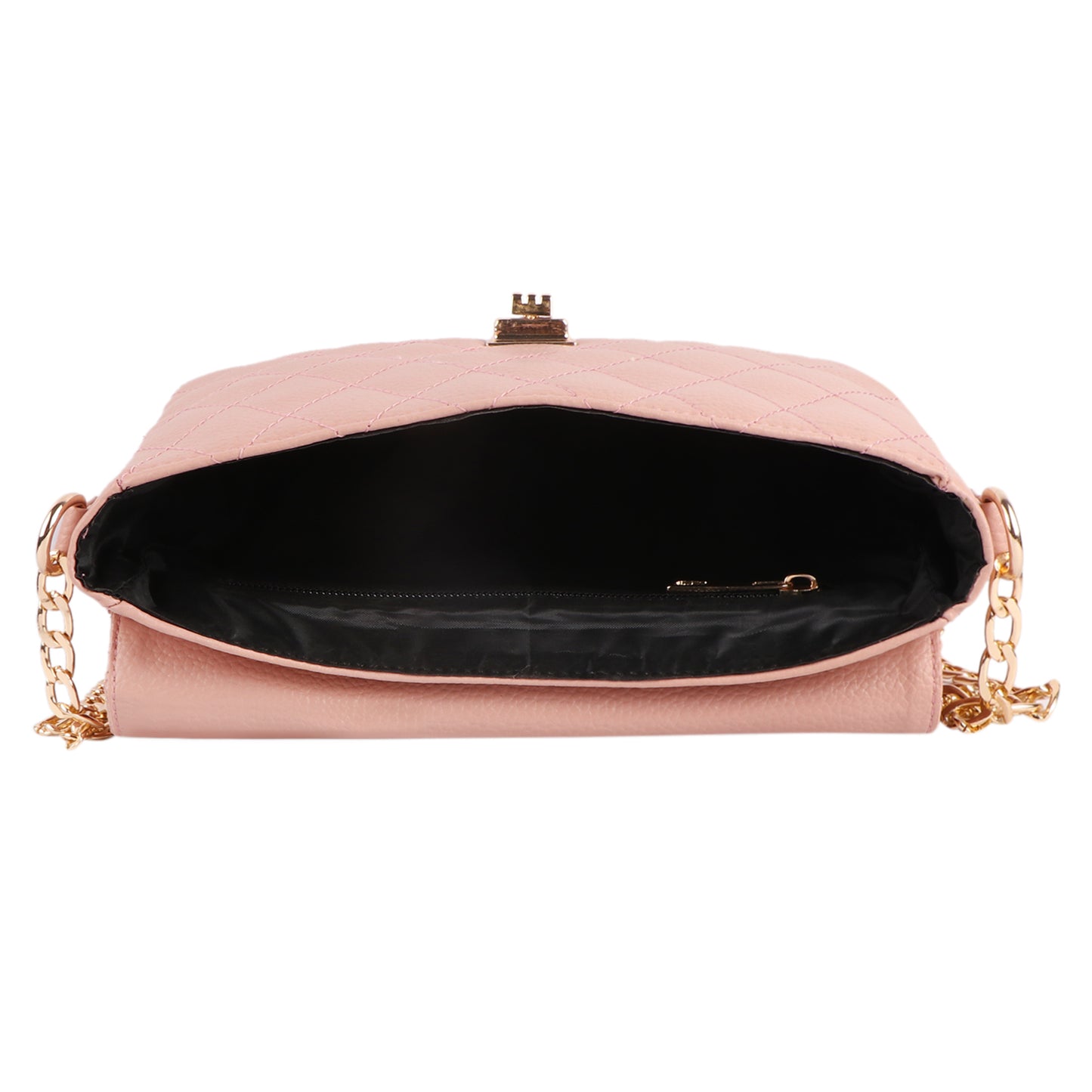 Pink Quilted Vegan Leather Chain Sling Bag for Women