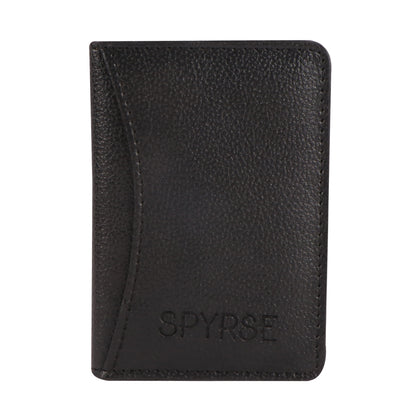 Black Vegan Leather Card Holder for Women & Men 6 Card Slots