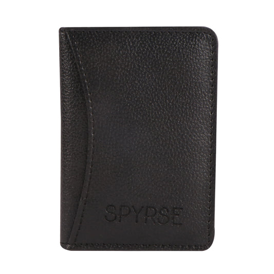 Black Vegan Leather Card Holder for Women & Men 6 Card Slots