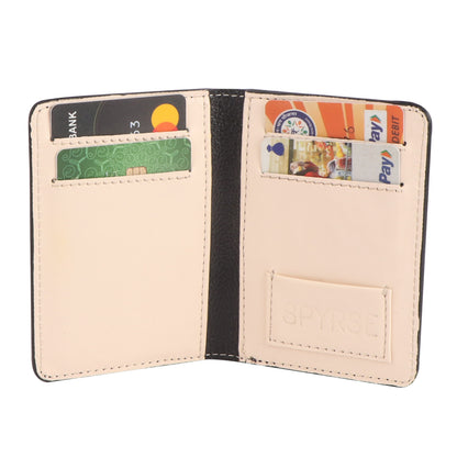 Black Vegan Leather Card Holder for Women & Men 6 Card Slots
