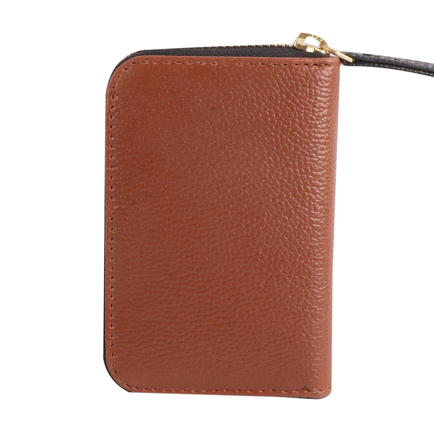 Brown Vegan Leather Mini Wallet for Women | Compact Card Holder with Zip Closure
