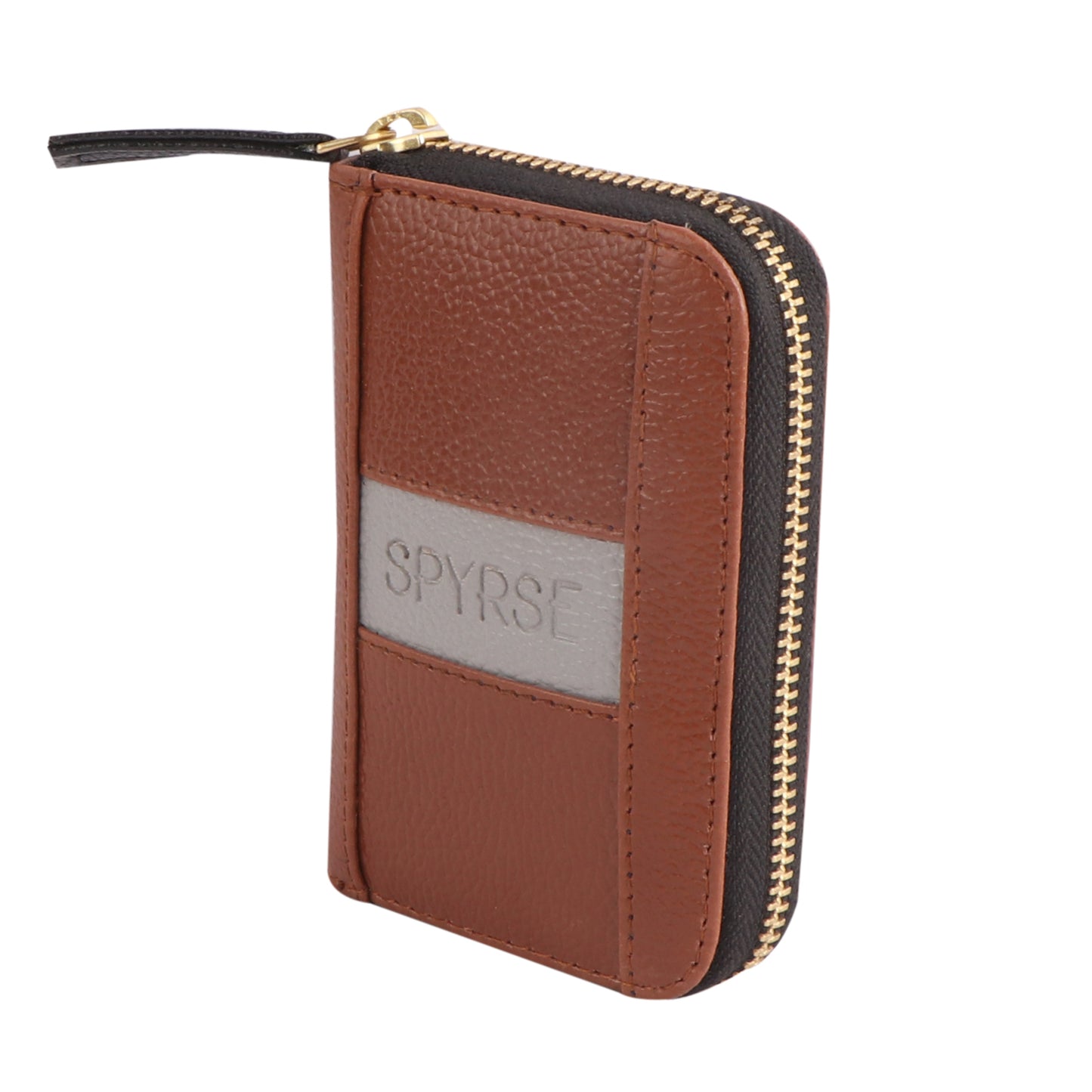 Brown Vegan Leather Mini Wallet for Women | Compact Card Holder with Zip Closure