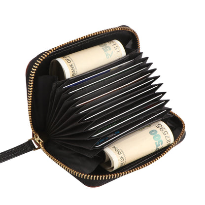 Brown Vegan Leather Mini Wallet for Women | Compact Card Holder with Zip Closure