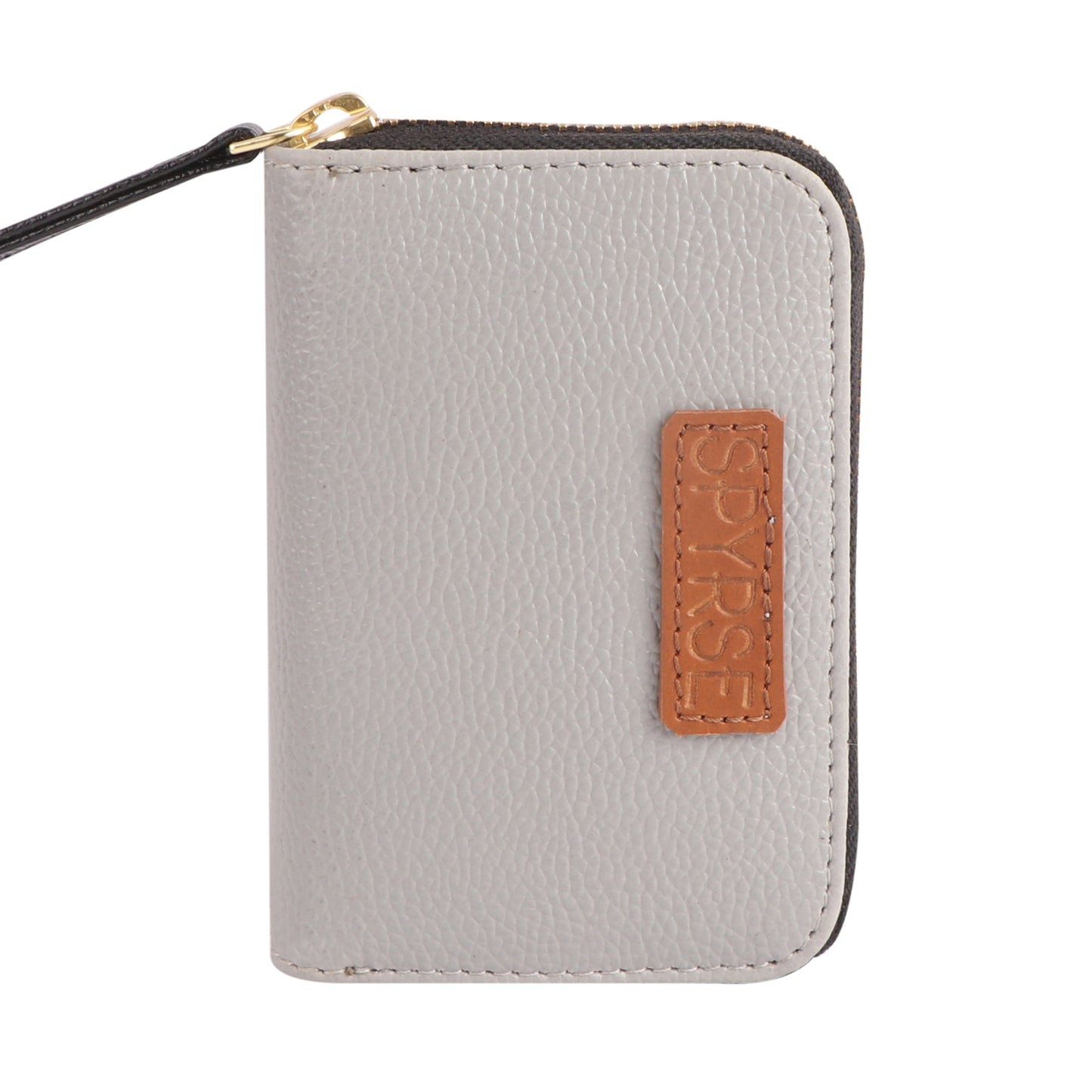 Grey Vegan Leather Mini Wallet for Women – Compact Zip Card Holder