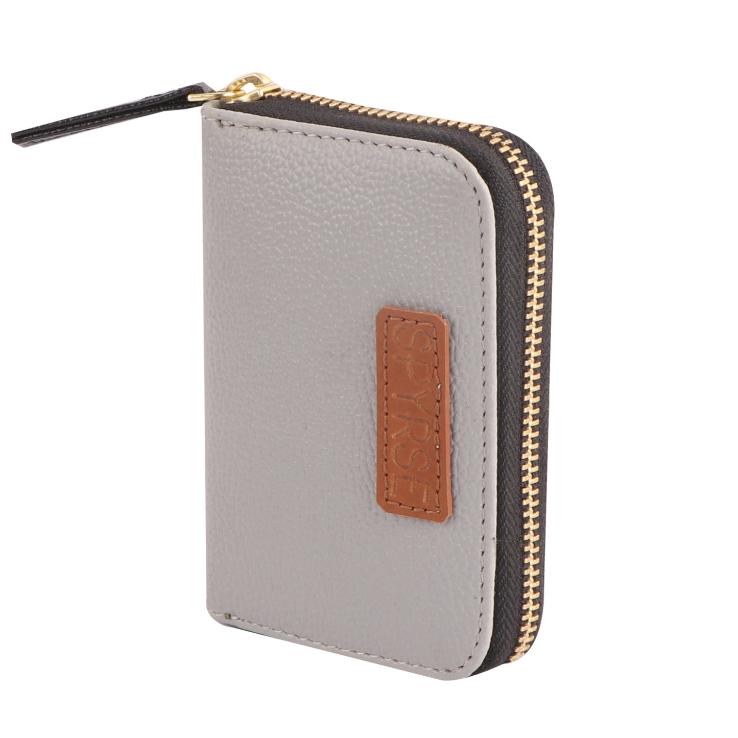 Grey Vegan Leather Mini Wallet for Women – Compact Zip Card Holder