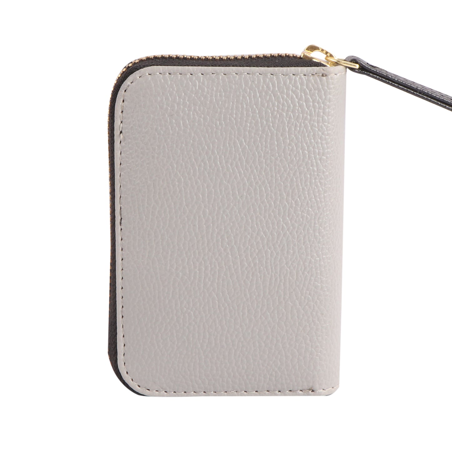 Grey Vegan Leather Mini Wallet for Women – Compact Zip Card Holder