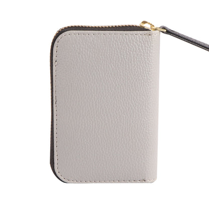 Grey Vegan Leather Mini Wallet for Women – Compact Zip Card Holder