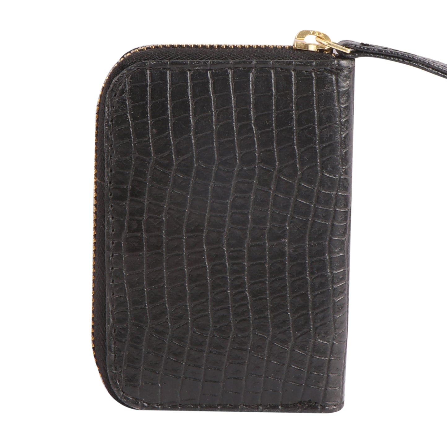 Black Crocodile-Textured Vegan Leather Mini Wallet for Women
