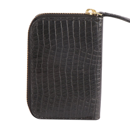 Black Crocodile-Textured Vegan Leather Mini Wallet for Women
