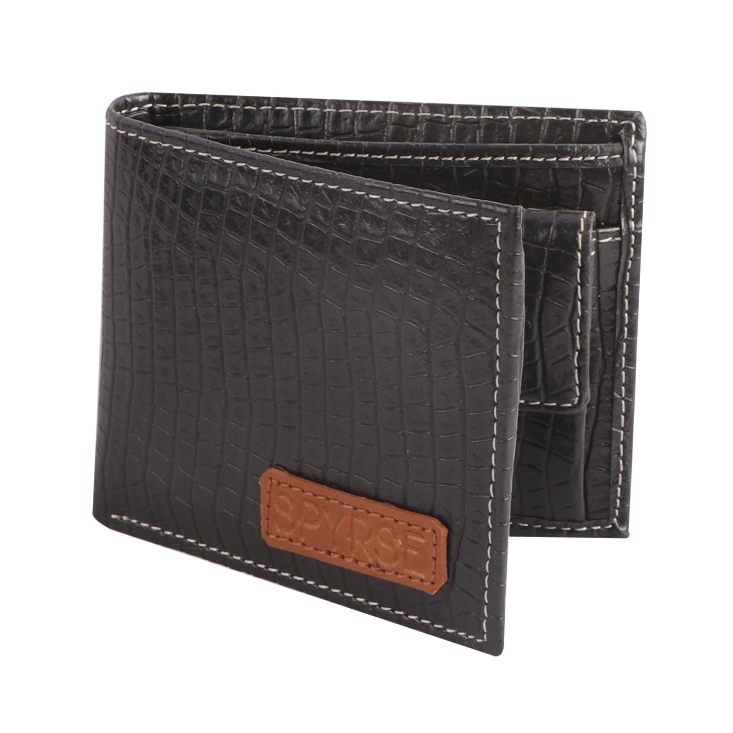 Black Crocodile Textured Vegan Leather Wallet for Men