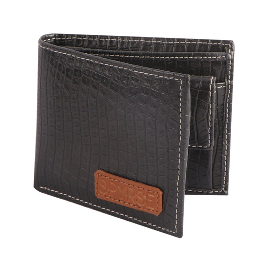 Black Crocodile Textured Vegan Leather Wallet for Men