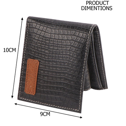 Black Crocodile Textured Vegan Leather Wallet for Men