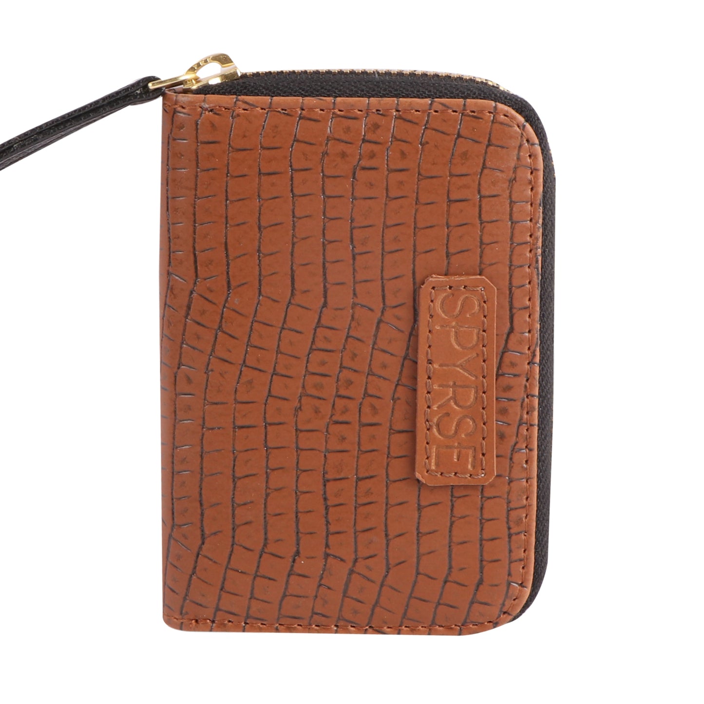 Brown Crocodile-Textured Vegan Leather Mini Wallet for Women